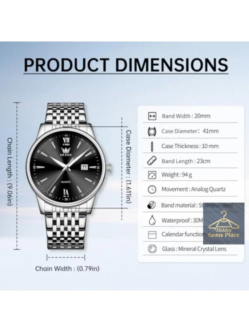 Men's Luxury Stainless Steel Quartz Dress Watch Waterproof 30M Classic Business